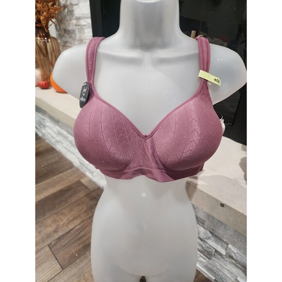 NWT Bali Women's 40B Comfort Revolution Shaping Wireless Bra DF3463 Purple Zag - Picture 1 of 6